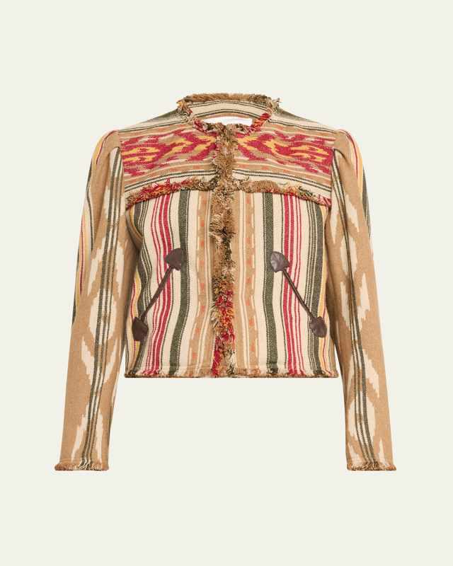 Delphine Printed Fringe Jacket